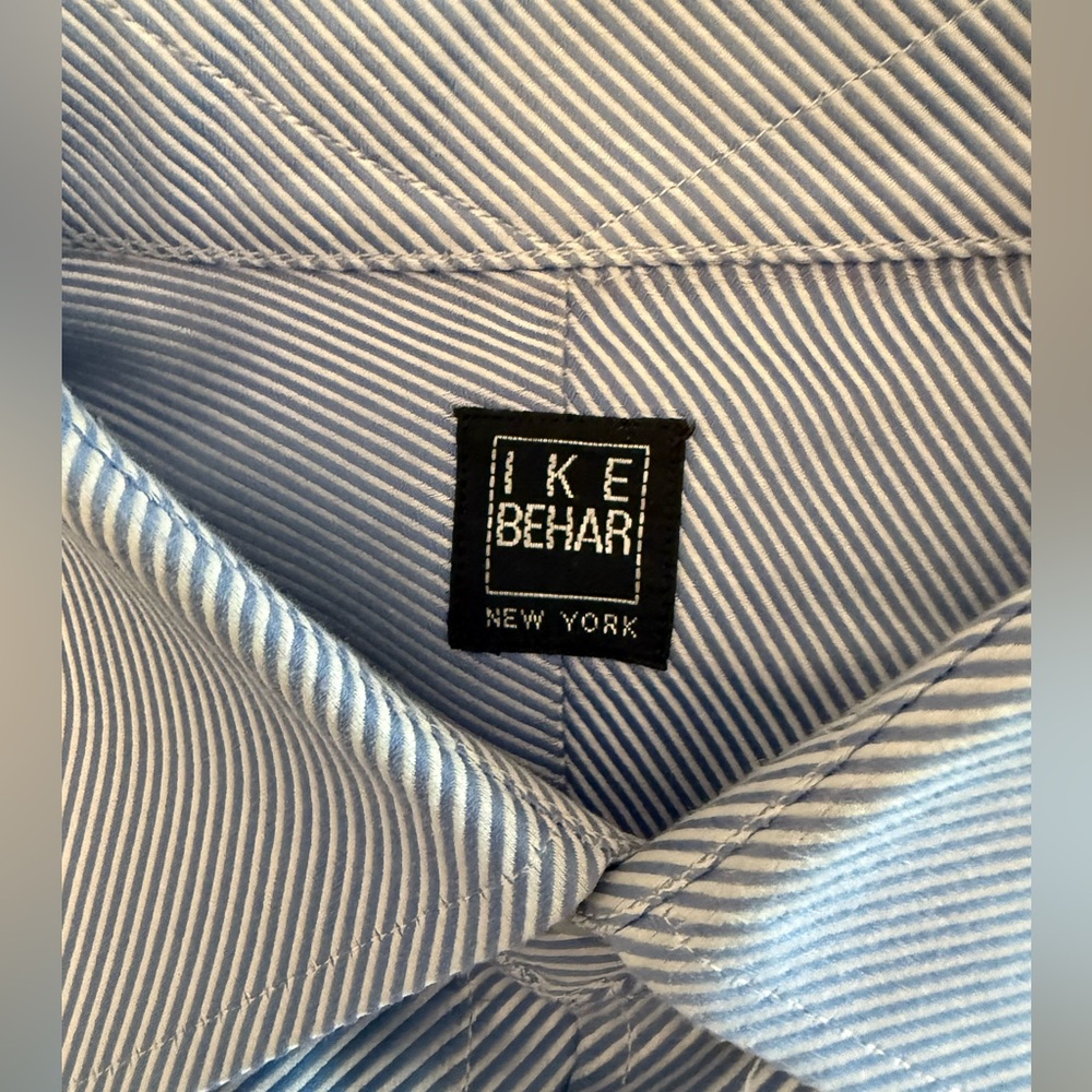 Ike Behar Men's Blue Striped Dress Shirt
